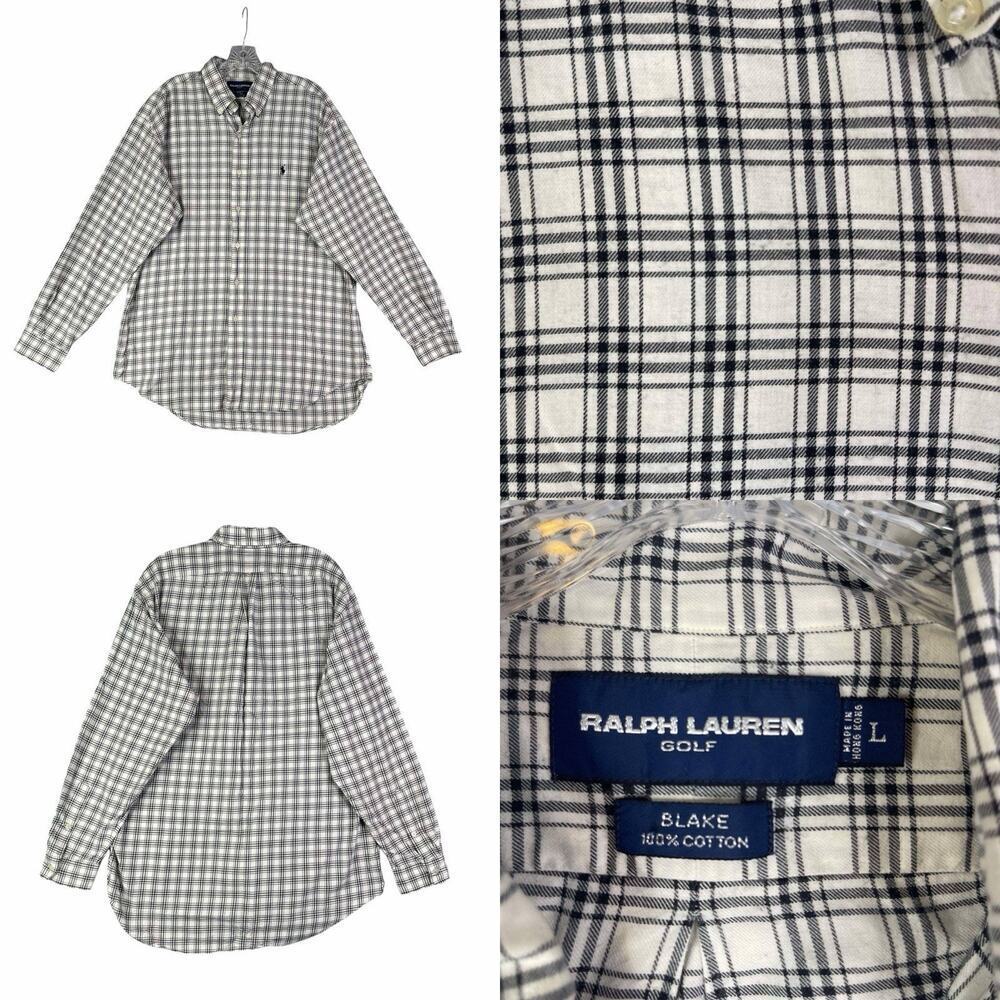 Polo Ralph Lauren Shirt Golf Mens Large L Plaid Check LS Button Down